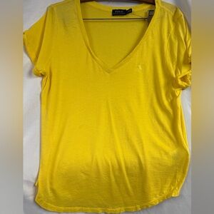 Ralph Lauren Yellow V-Neck Short Sleeve Tee 100% cotton